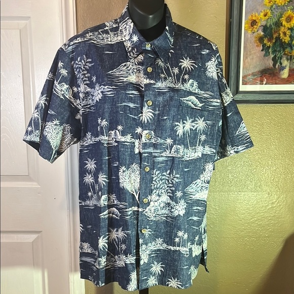 COOKE Street Other - Blue and White Casual Button Down Shirt with Tropical Print